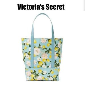 Victoria's Secret Weekender Swim Cooler Tote Bag Picnic Beach Lemons Blue